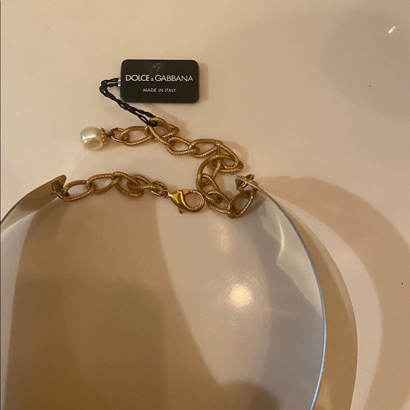 New Dolce & Gabbana Gold Collar with Studded Black Bow - Picture 3 of 3